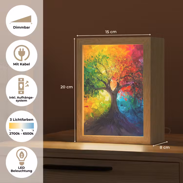 Boom - Kleurrijk - Modern - Abstract Light Box met kabel (Tafellamp) klein -USP_DE