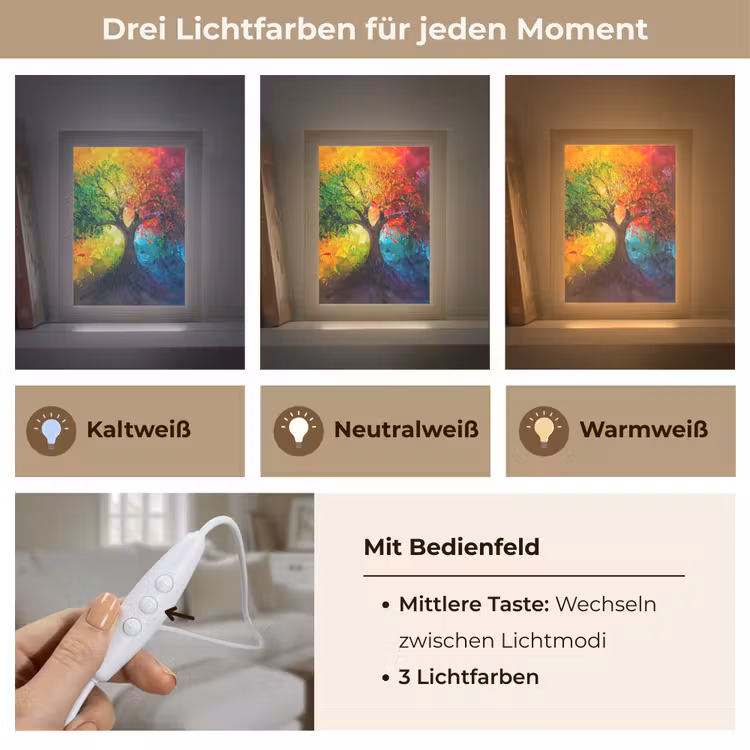 Boom - Kleurrijk - Modern - Abstract Light Box met kabel (Tafellamp) klein -USP_lichtkleurDE