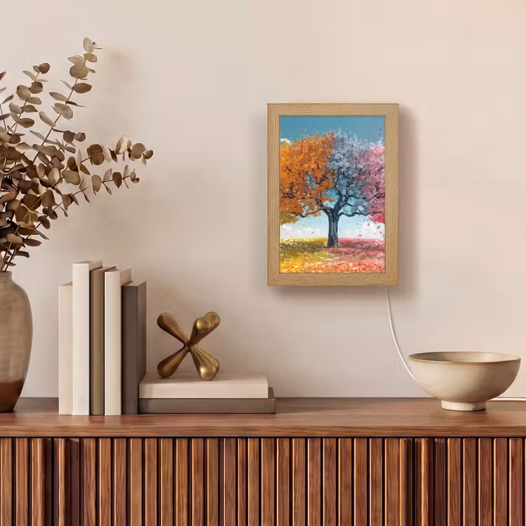 Boom - Kleurrijk - Natuur - Levensboom Light Box met kabel (Tafellamp) klein -sfeer2