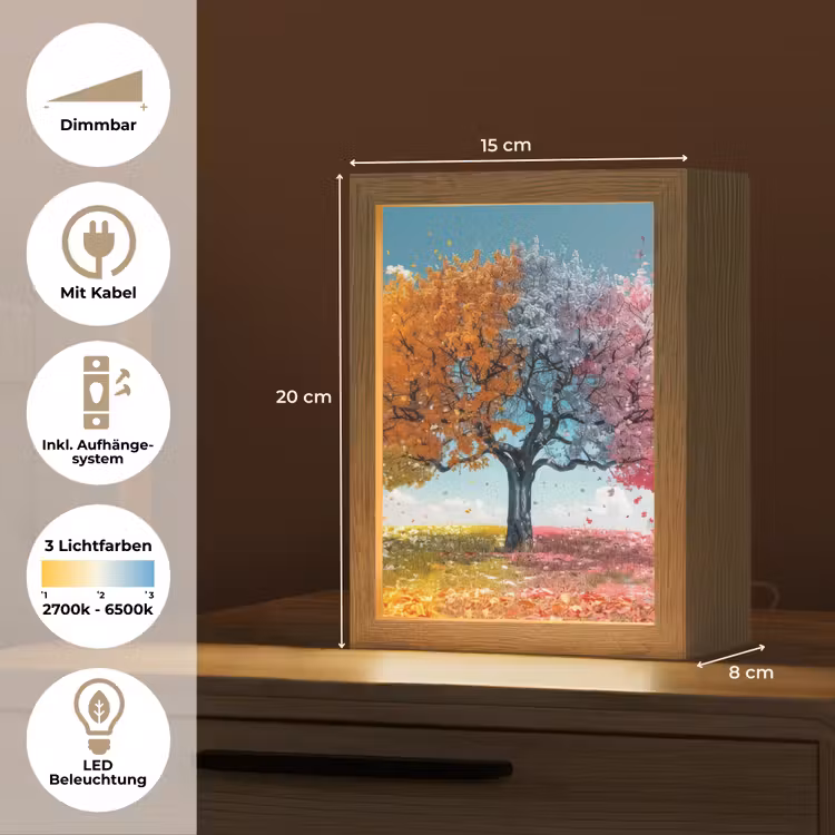 Boom - Kleurrijk - Natuur - Levensboom Light Box met kabel (Tafellamp) klein -USP_DE