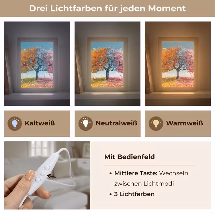 Boom - Kleurrijk - Natuur - Levensboom Light Box met kabel (Tafellamp) klein -USP_lichtkleurDE