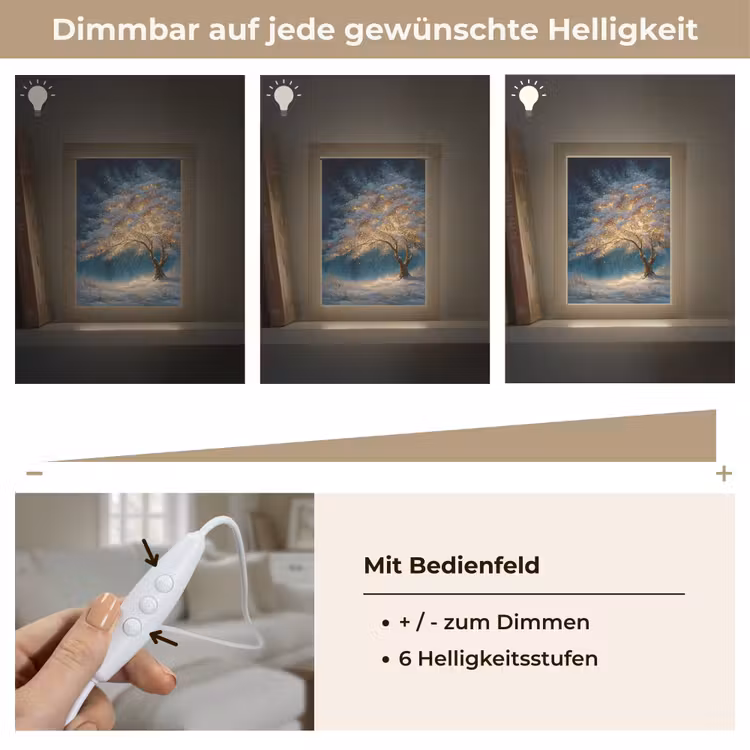 Levensboom - Nacht - Donker - Blauw Light Box met kabel (Tafellamp) klein -USP_dimbaarDE