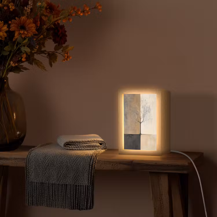 Boom - Vlakken - Takken - Kleurverloop Light Box met kabel (Tafellamp) klein -sfeer4