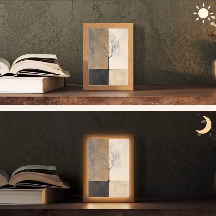 Boom - Vlakken - Takken - Kleurverloop Light Box met kabel (Tafellamp) klein -sfeer3