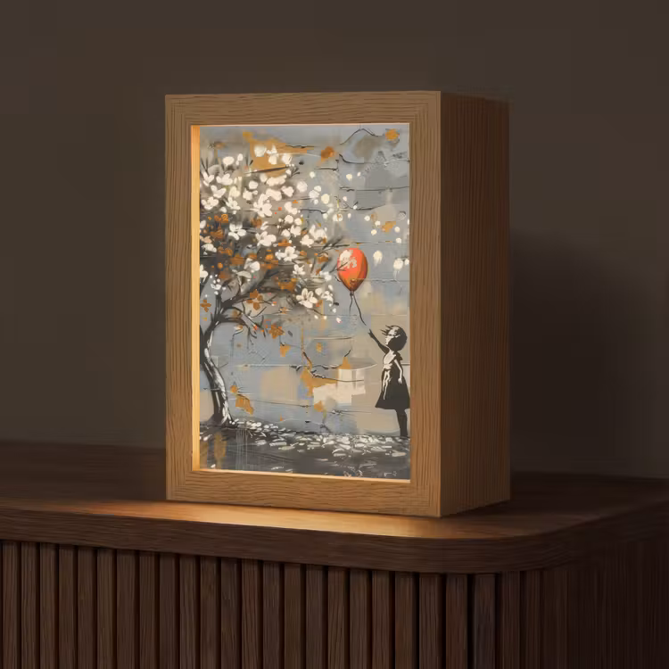 Boom - Graffiti - Banksy Style - Balloon Girl Light Box met kabel (Tafellamp) klein -z3d_website