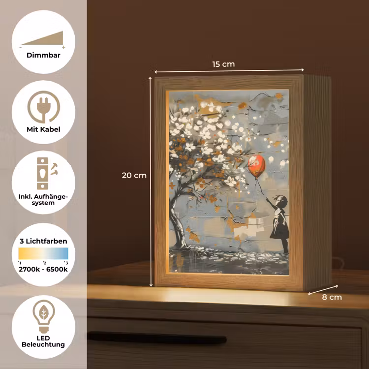 Boom - Graffiti - Banksy Style - Balloon Girl Light Box met kabel (Tafellamp) klein -USP_DE
