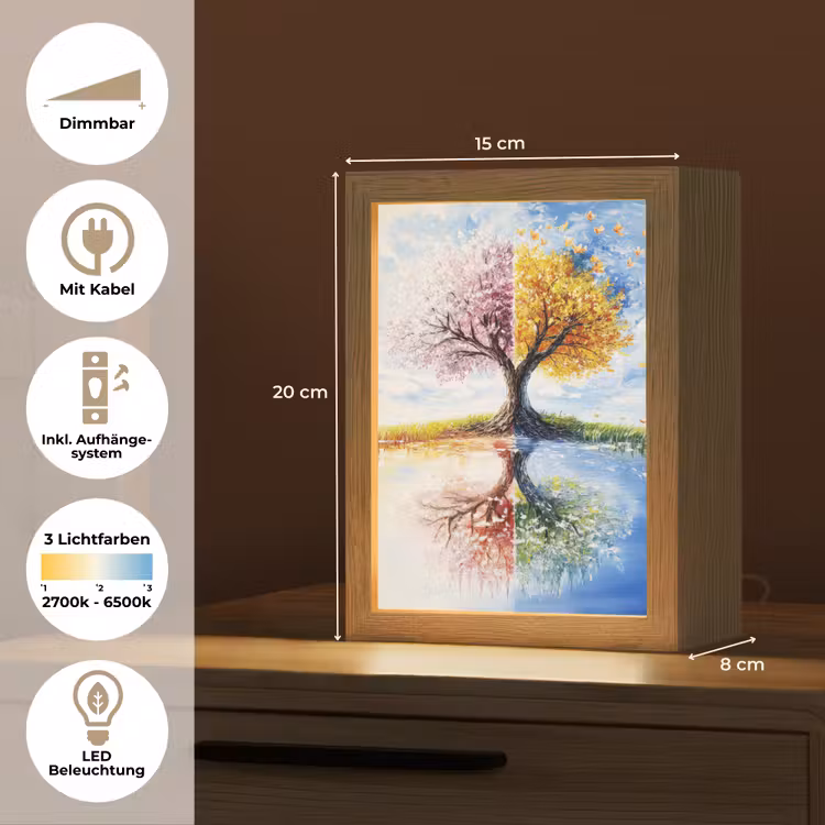 Boom - Kunst - Seizoenen - Lente - Herfst Light Box met kabel (Tafellamp) klein -USP_DE