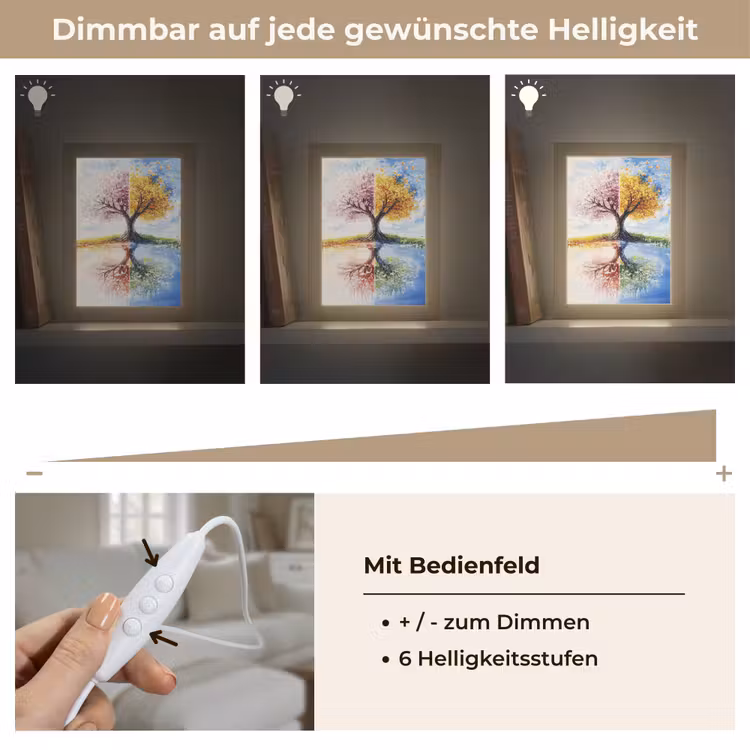 Boom - Kunst - Seizoenen - Lente - Herfst Light Box met kabel (Tafellamp) klein -USP_dimbaarDE