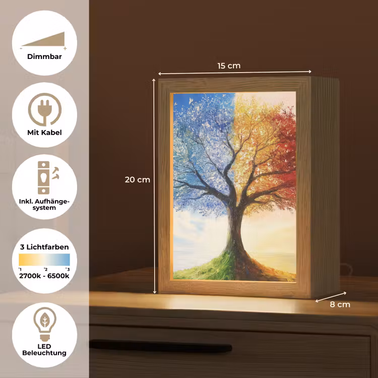 Boom - Kunst - Seizoenen - Herfst Light Box met kabel (Tafellamp) klein -USP_DE