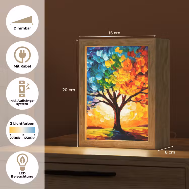 Boom - Kunst - Natuur - Zonsondergang Light Box met kabel (Tafellamp) klein -USP_DE