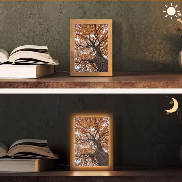 Boom - Bladerdak - Herfst - Oranje - Sfeervol Light Box met kabel (Tafellamp) klein -sfeer3