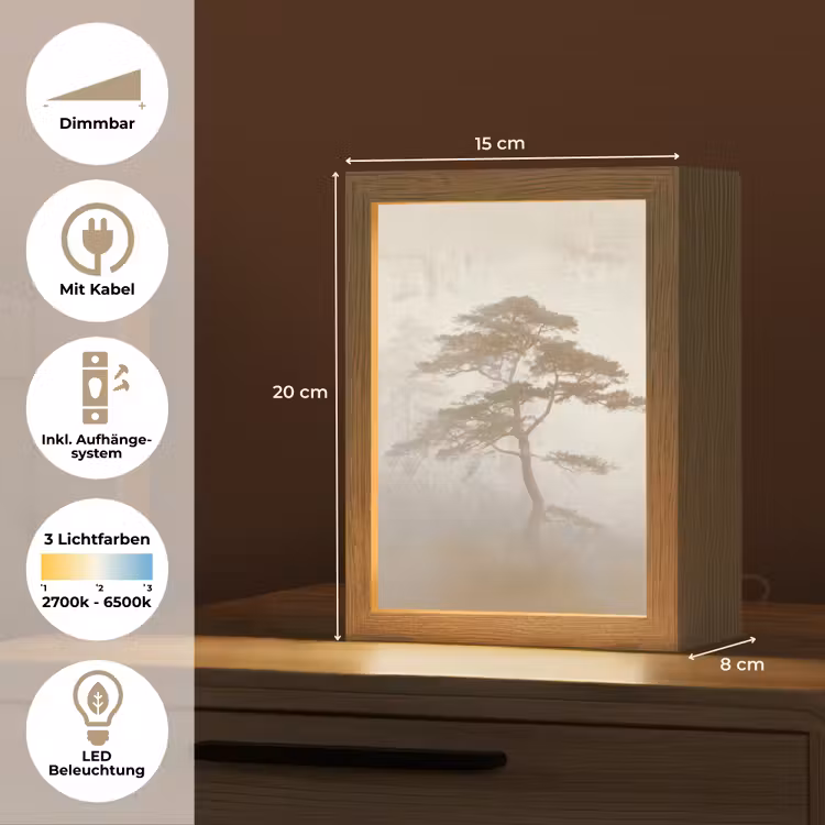 Boom - Oosterse stijl - Landschap Light Box met kabel (Tafellamp) klein -USP_DE