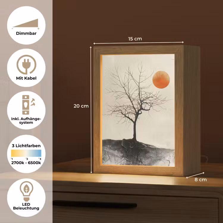 Boom - Zon - Modern - Landschap Light Box met kabel (Tafellamp) klein -USP_DE