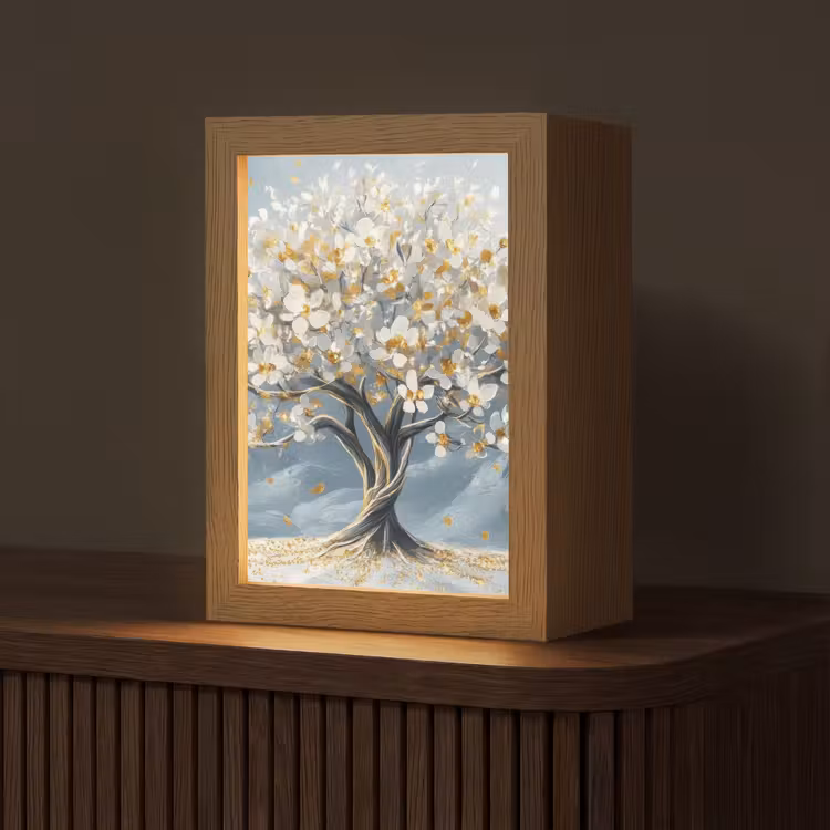 Boom - Winter - Levensboom - Modern - Goud Light Box met kabel (Tafellamp) klein -z3d_website