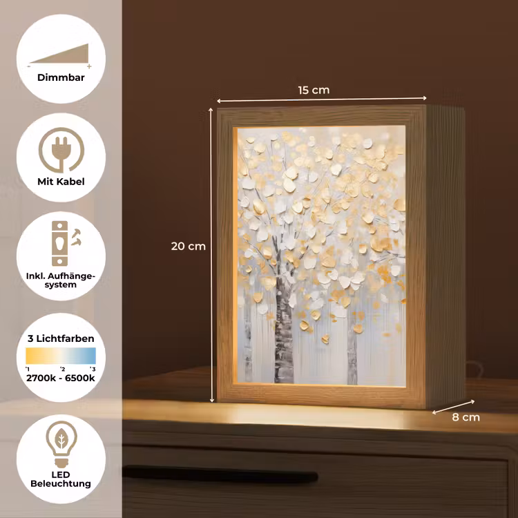 Bomen - Aquarel - Kunst - Natuur Light Box met kabel (Tafellamp) klein -USP_DE