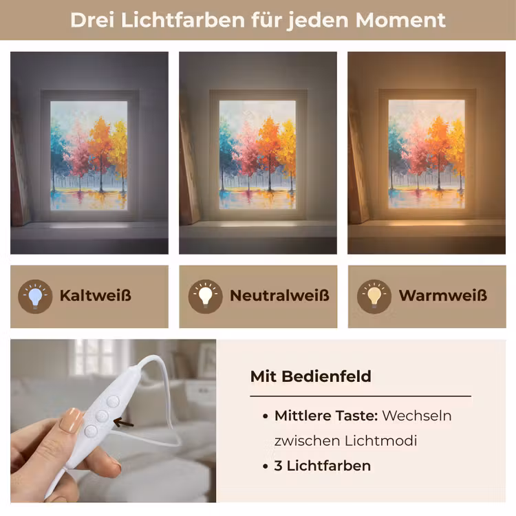 Bomen - Kleurrijk - Natuur - Abstract Light Box met kabel (Tafellamp) klein -USP_lichtkleurDE