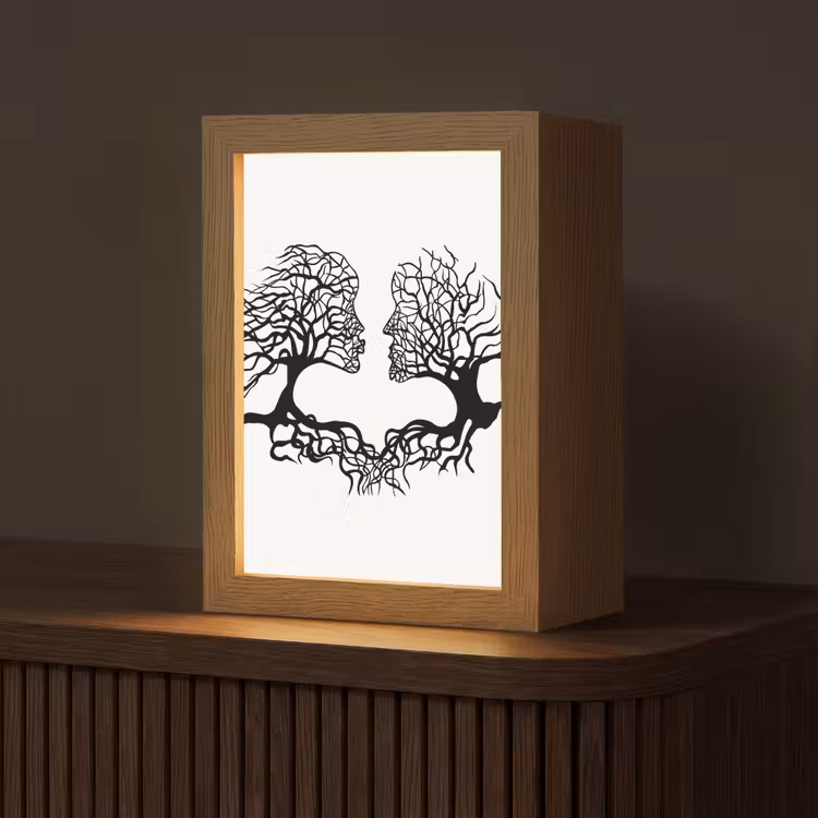 Bomen - Gezicht - Kunst - Abstract Light Box met kabel (Tafellamp) klein -z3d_website