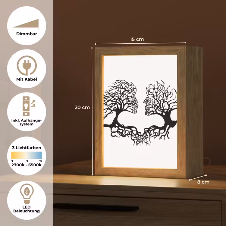 Bomen - Gezicht - Kunst - Abstract Light Box met kabel (Tafellamp) klein -USP_DE
