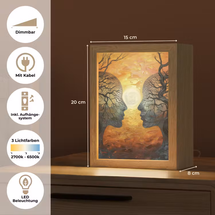 Bomen - Gezichten - Zon - Kunst Light Box met kabel (Tafellamp) klein -USP_DE