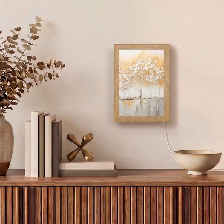 Bomen - Kunst - Acryl - Natuur Light Box met kabel (Tafellamp) klein -sfeer2