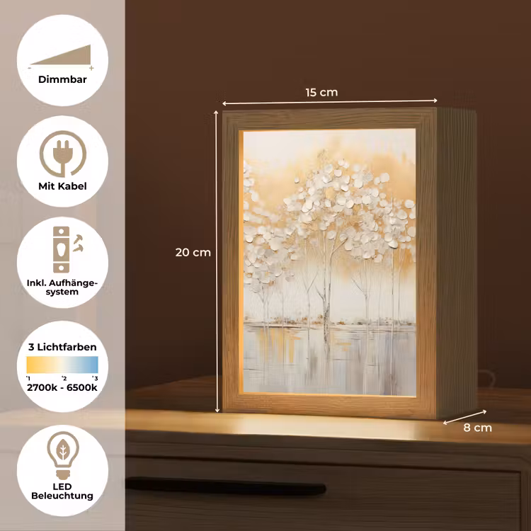 Bomen - Kunst - Acryl - Natuur Light Box met kabel (Tafellamp) klein -USP_DE