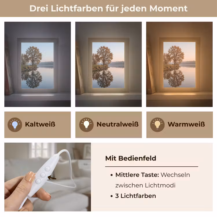 Bomen - Reflectie - Water - Zonsopgang - Serene Light Box met kabel (Tafellamp) klein -USP_lichtkleurDE