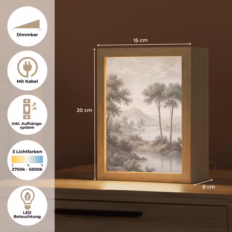 Bomen - Meer - Bergen - Illustratie Light Box met kabel (Tafellamp) klein -USP_DE