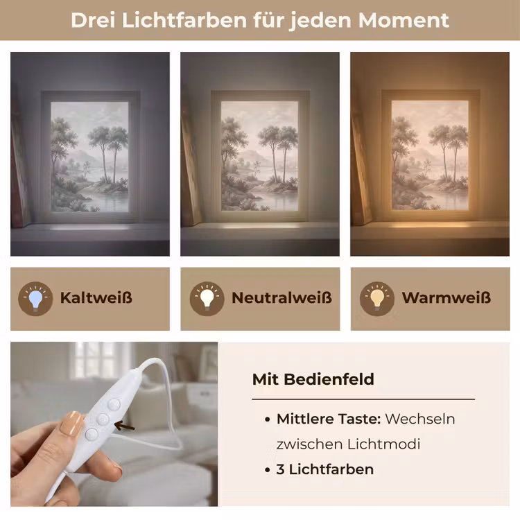 Bomen - Meer - Bergen - Illustratie Light Box met kabel (Tafellamp) klein -USP_lichtkleurDE