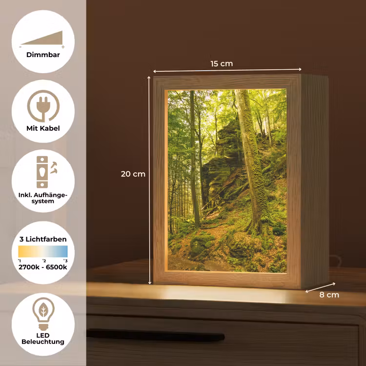 Bomen - Steen - Bos - Natuur - Planten Light Box met kabel (Tafellamp) klein -USP_DE