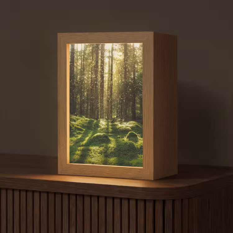 Bomen - Bos - Mos - Planten - Zon - Natuur Light Box met kabel (Tafellamp) klein -z3d_website