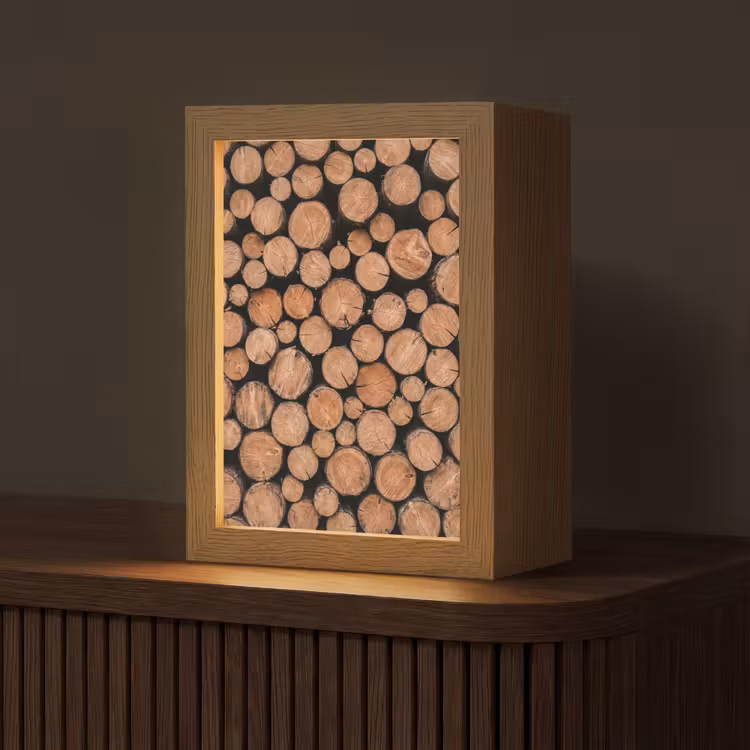 Houtblokken - Textuur - Patroon - Bruin - Rustiek Light Box met kabel (Tafellamp) klein -z3d_website