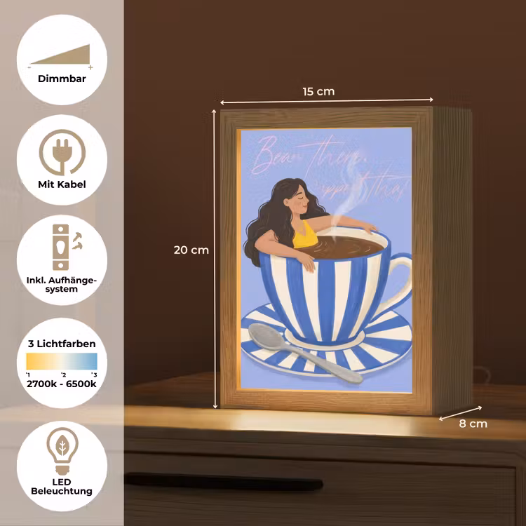 Mok - Koffie - Vrouw - Paars Light Box met kabel (Tafellamp) klein -USP_DE