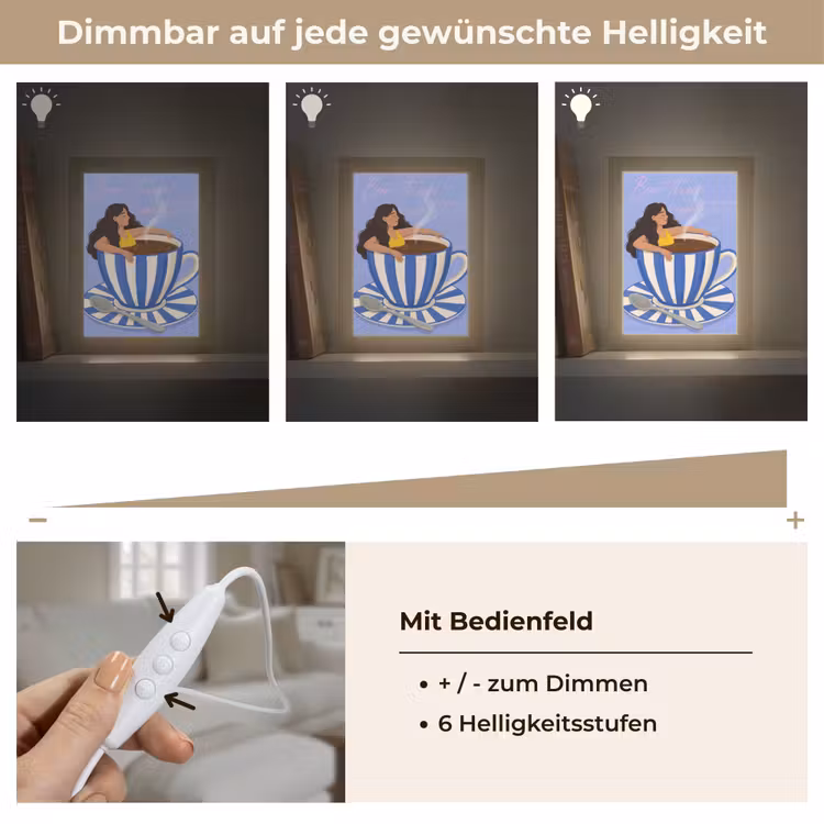 Mok - Koffie - Vrouw - Paars Light Box met kabel (Tafellamp) klein -USP_dimbaarDE
