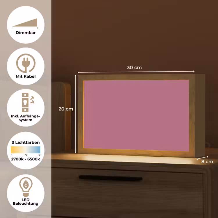 Berry - Roze -Pink Light Box met kabel (Tafellamp) klein 924 -USP_DE