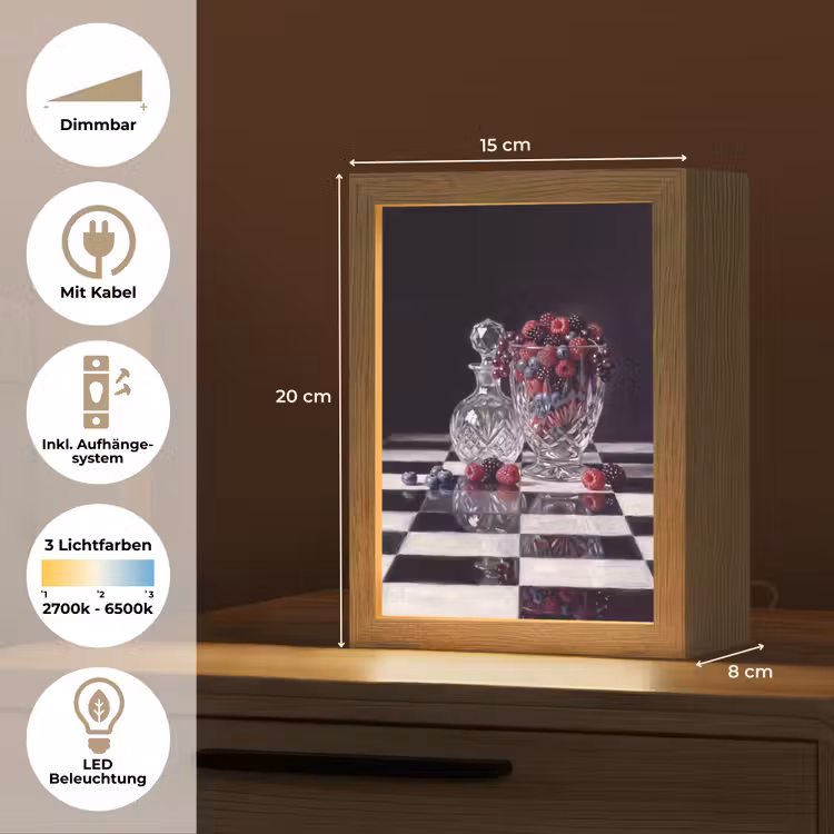 Tischlampe - Beeren – Kristall – Stillleben - Bessen - Kristal - Stilleven Light Box met kabel (Tafellamp) klein