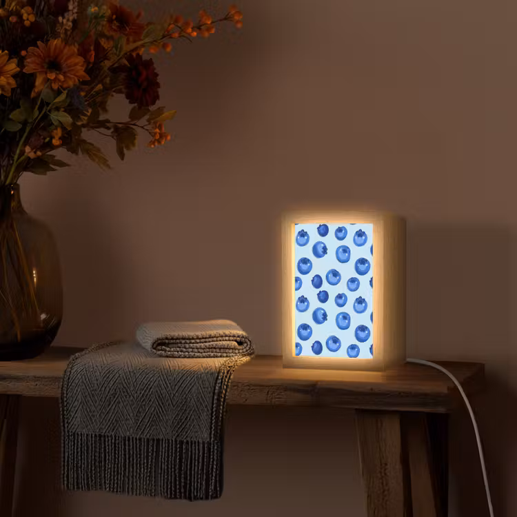 Bessen - Modern - Blauw Light Box met kabel (Tafellamp) klein 925 -sfeer4
