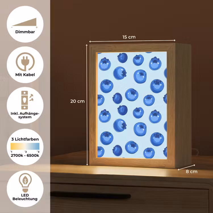 Bessen - Modern - Blauw Light Box met kabel (Tafellamp) klein 925 -USP_DE