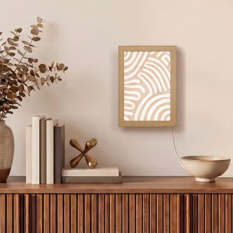 Beige - Aardspatroon Light Box met kabel (Tafellamp) klein -sfeer2