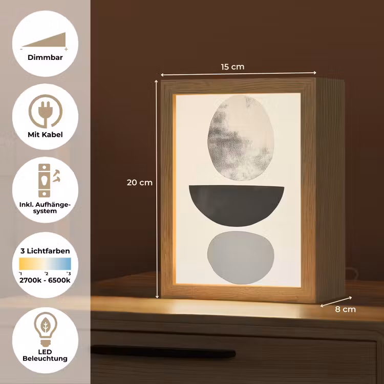 Beige - Japandi - Wabi sabi Light Box met kabel (Tafellamp) klein -USP_DE