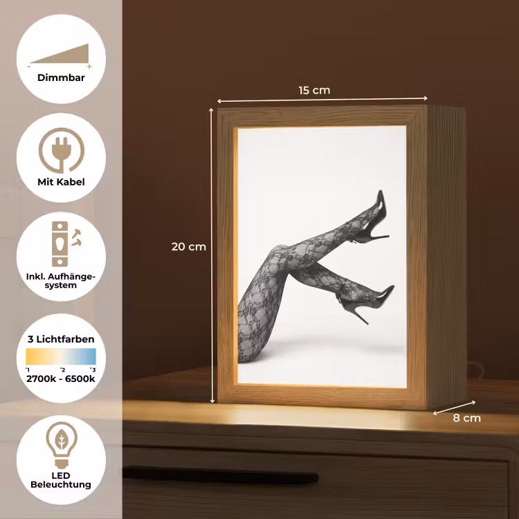 Benen - Kant - Hakken - Zwart - Wit - Uitdagend Light Box met kabel (Tafellamp) klein -USP_DE