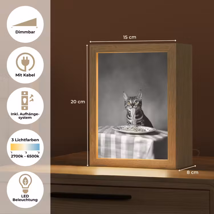 Bengaal - Kat - Tafelkleed - Zwart - Wit - Dier Light Box met kabel (Tafellamp) klein -USP_DE