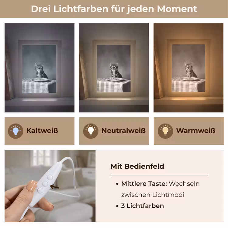 Bengaal - Kat - Tafelkleed - Zwart - Wit - Dier Light Box met kabel (Tafellamp) klein -USP_lichtkleurDE