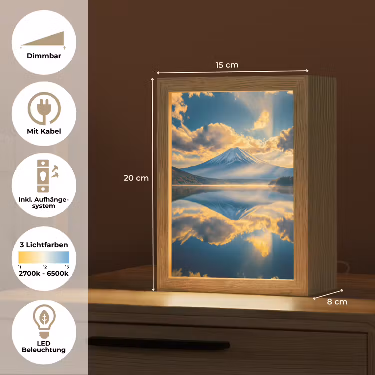 Berg - Rivier - Zonsondergang Light Box met kabel (Tafellamp) klein -USP_DE