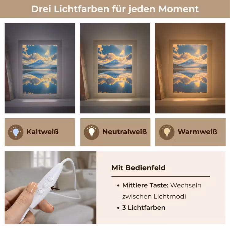 Berg - Rivier - Zonsondergang Light Box met kabel (Tafellamp) klein -USP_lichtkleurDE