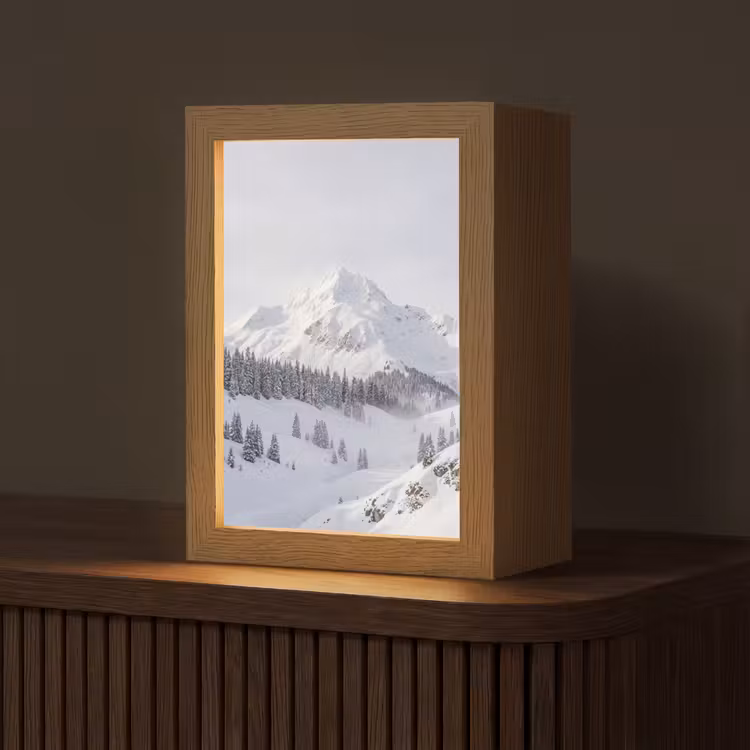 Berg - Sneeuw - Winter - Natuur - Wit Light Box met kabel (Tafellamp) klein -z3d_website