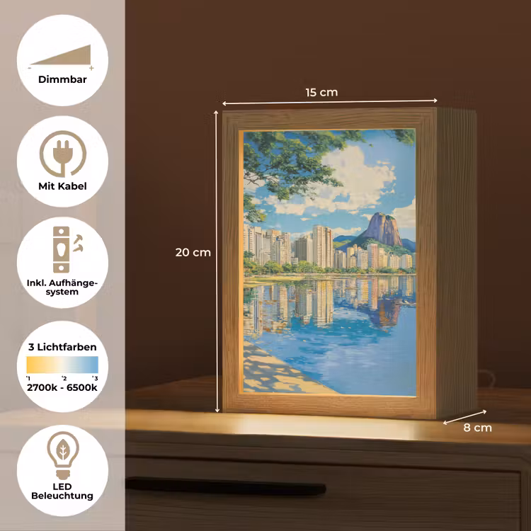 Berg - Skyline - Strand - Water Light Box met kabel (Tafellamp) klein -USP_DE