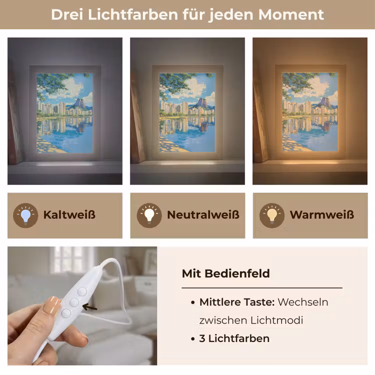 Berg - Skyline - Strand - Water Light Box met kabel (Tafellamp) klein -USP_lichtkleurDE