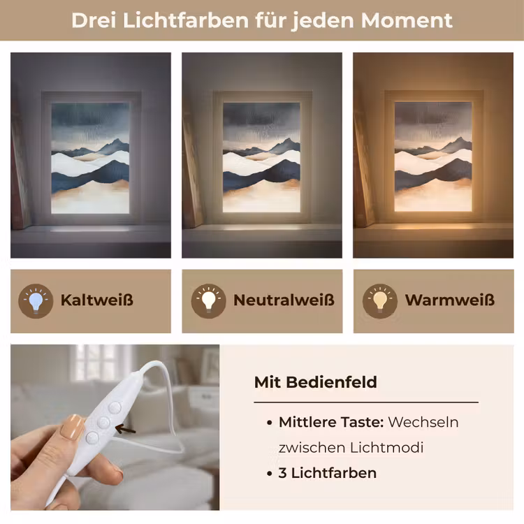Bergen - Donkerblauw - Landschap Light Box met kabel (Tafellamp) klein -USP_lichtkleurDE