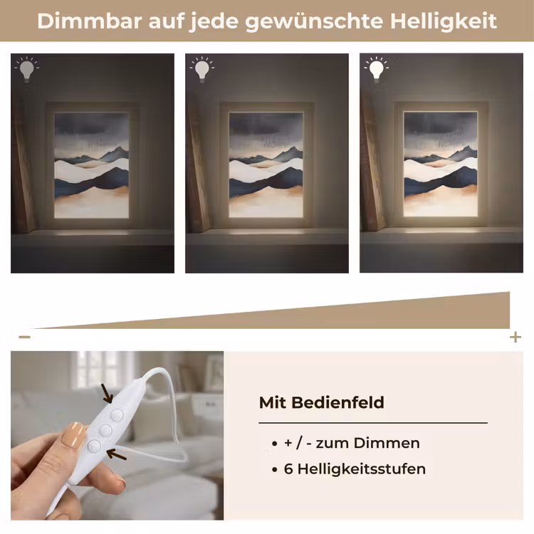 Bergen - Donkerblauw - Landschap Light Box met kabel (Tafellamp) klein -USP_dimbaarDE