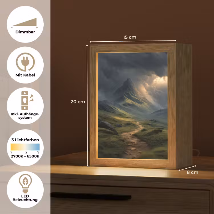 Bergen - Kronkelpad - Groen - Wolken Light Box met kabel (Tafellamp) klein -USP_DE